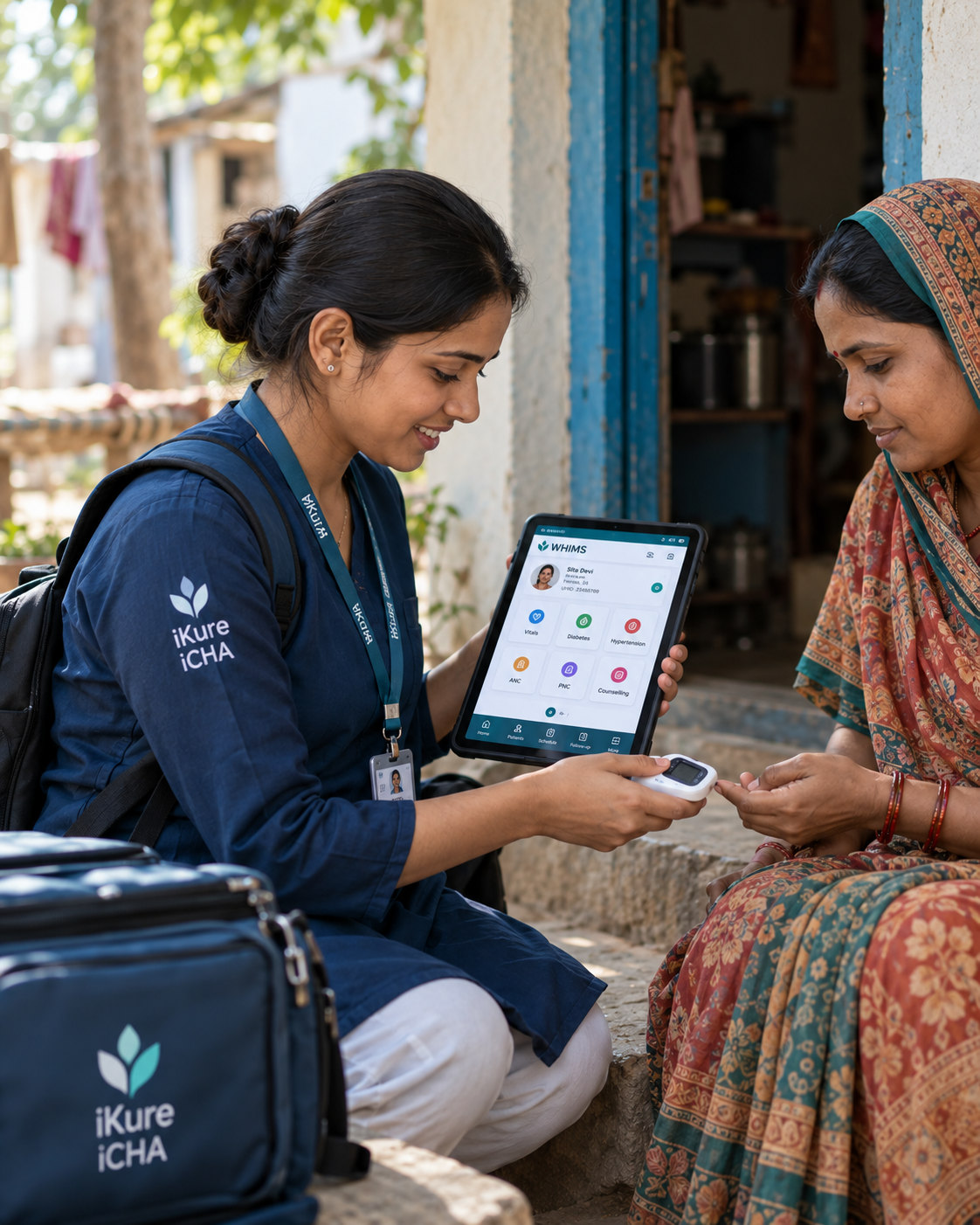 A community health worker conducting a home visit